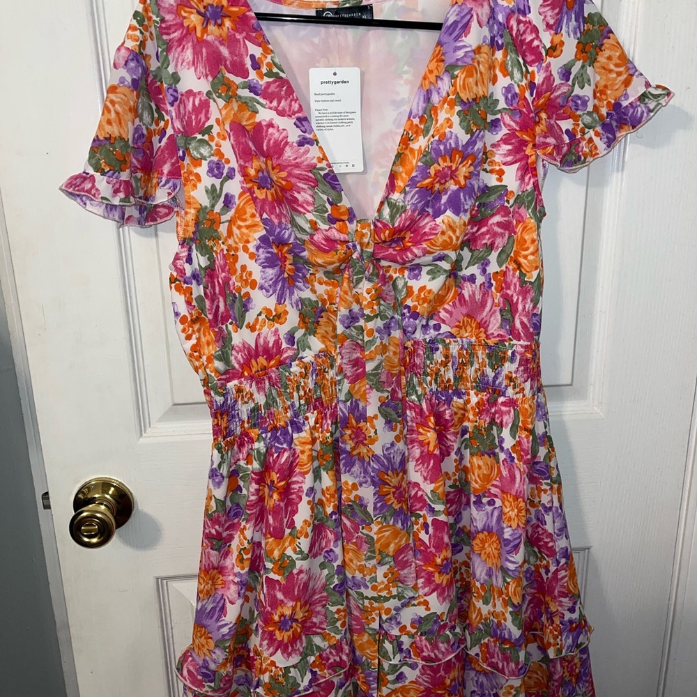 Floral Multi-Color Ruffle Dress - Picture 3 of 4